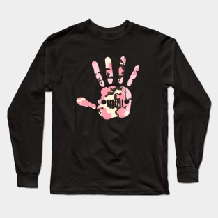 Jeep Wave Camouflage Hand Print, Funny Jeep Camo Pink Grill Palm Vintage Design for Jeep Lovers Long Sleeve T-Shirt